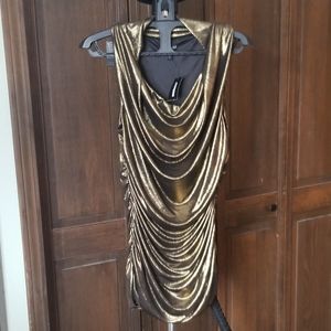 Express Gold Slinky Ruched Top